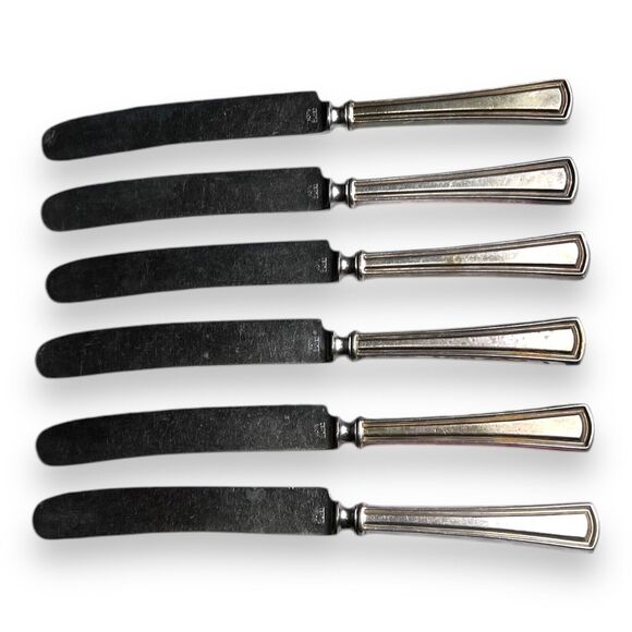 Alvin Silmet Vintage Set Of 6 Silver Plated Kitchen Dinner Butter Knives - 9” - Picture 1 of 7